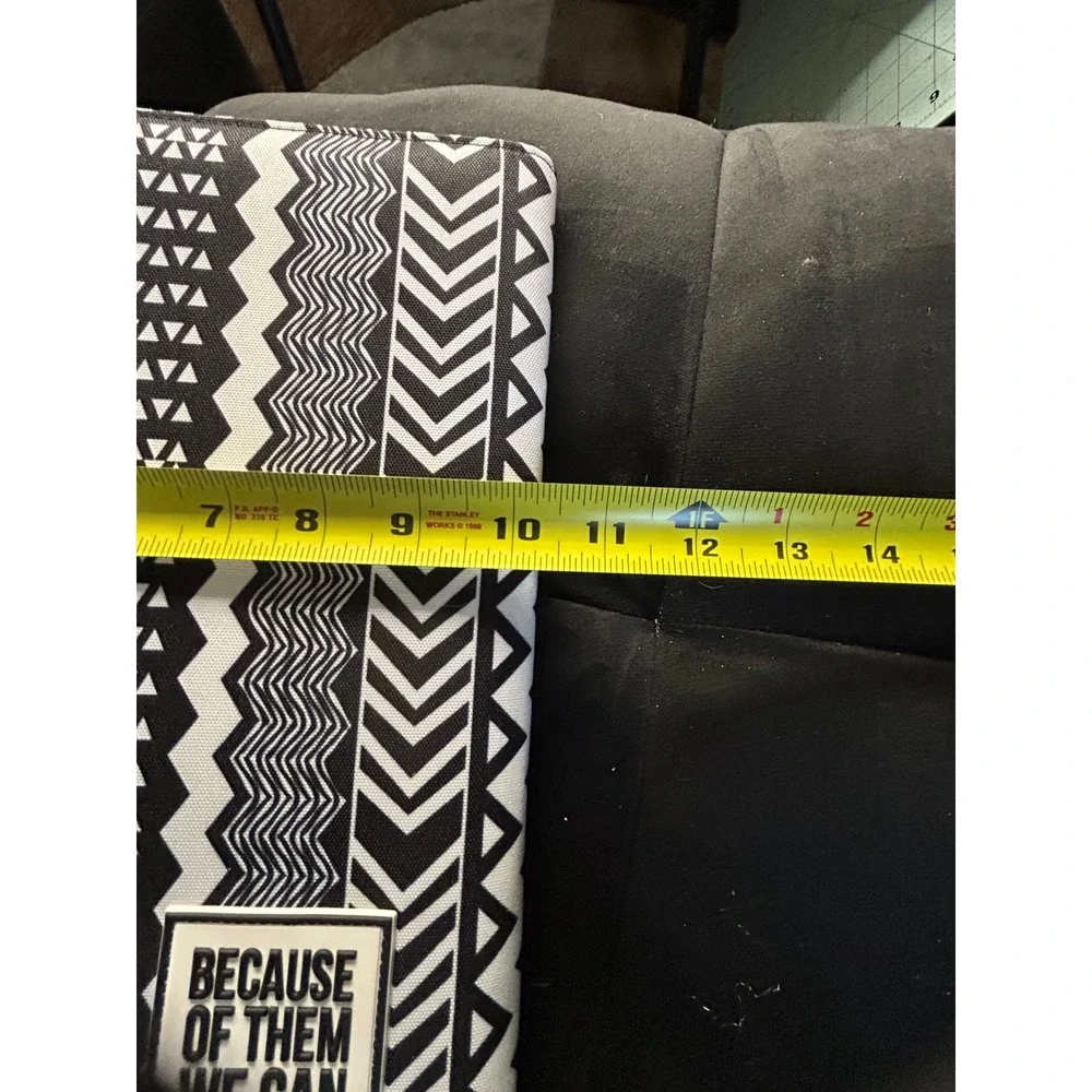 Because‎ Of Them We Can Fabric Binder Cover Black White Tribal Geometric Pattern